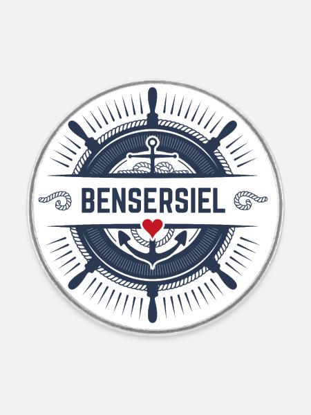 Bensersiel - Runder Kühlschrankmagnet - Weiß
