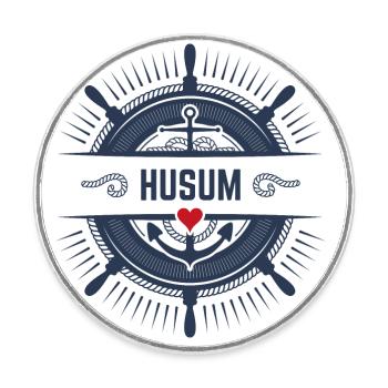 Husum - Runder Kühlschrankmagnet - Weiß - Vorne