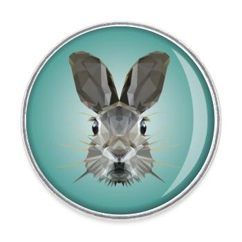 Rabbit head - Round  fridge magnet - white - Front