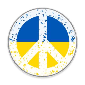 Peace in Ukraine Flag Coat of Arms Ukraine - Round  fridge magnet - white - Front