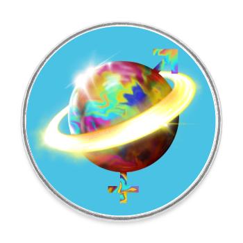 Planète Unigenre - Bleu - Magnet rond - blanc - Devant