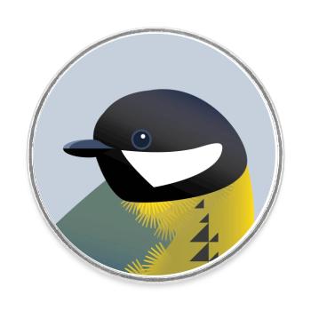 Grand oiseau / Portrait - Magnet rond - blanc - Devant