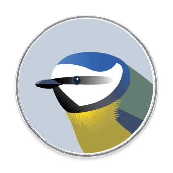 Blaumeise Vogel Porträt / Illustration - Runder Kühlschrankmagnet - Weiß - Vorne