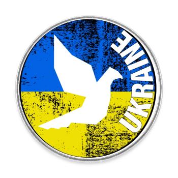 Free Ukraine Pigeon Round Logo - Round  fridge magnet - white - Front