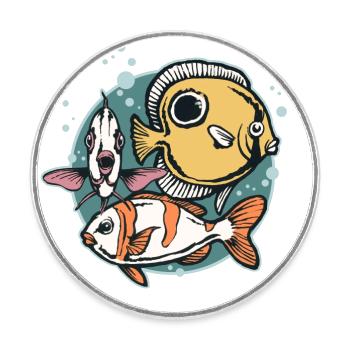Amis des poissons - Magnet rond - blanc - Devant