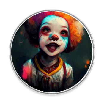 Cute & Creepy - Clown Jack - Round  fridge magnet - white - Front