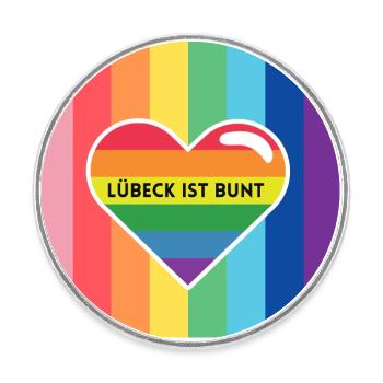Lübeck ist Bunt - Runder Kühlschrankmagnet - Weiß - Vorne