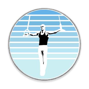 Gymnastics, Gymnasts on Rings, Gymnastics - Round  fridge magnet - white - Front