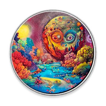 Kunstwerk eines Fantasielandes - Runder Kühlschrankmagnet - Weiß - Vorne