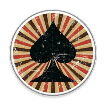 Poker Pik Retro - Runder Kühlschrankmagnet - Weiß - Vorne