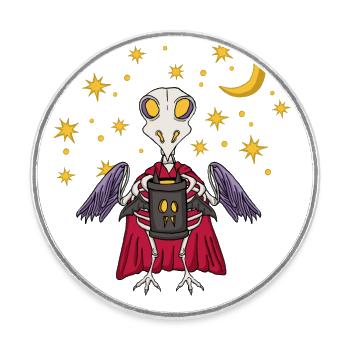 Saint Martin skeleton chicks with lantern at night - Round  fridge magnet - white - Front