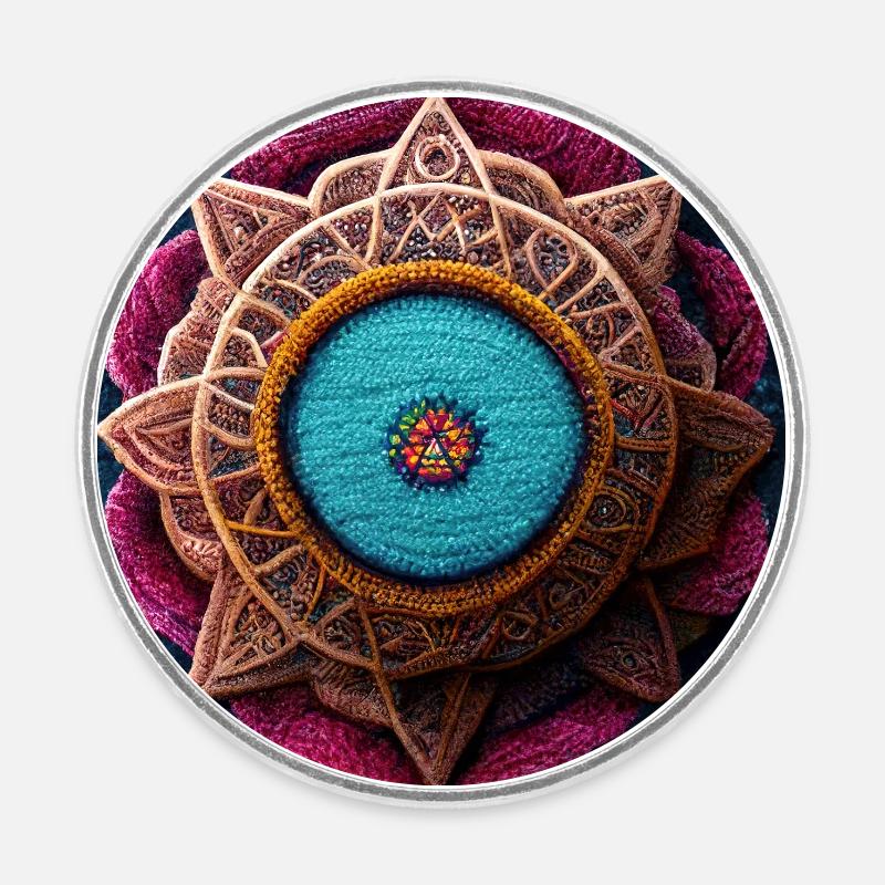 Boho Mandala Abstract - Round  fridge magnet - white