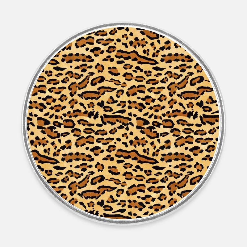 Ocelot mønster - Rund køleskabsmagnet - hvid
