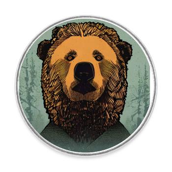 Illustration de l’ours - Magnet rond - blanc - Devant
