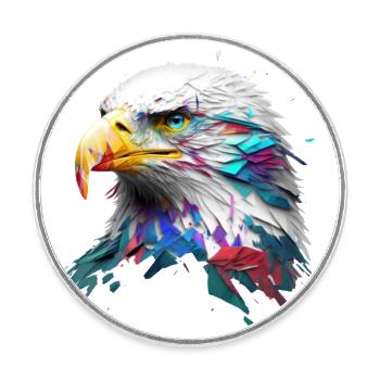 Mighty Eagle: A Modern Oil Painting - Round  fridge magnet - white - Front