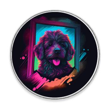 Rainbow Hund - Runder Kühlschrankmagnet - Weiß - Vorne