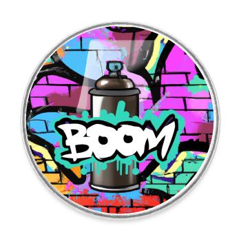 Grafitti Boom Spraydose - Runder Kühlschrankmagnet - Weiß - Vorne