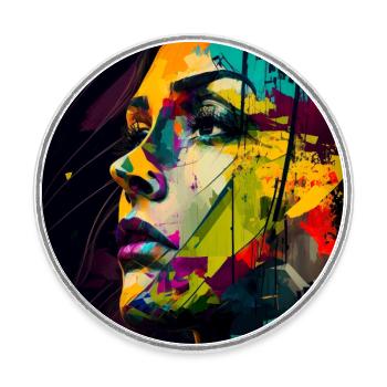 Abstract Woman Design - Round  fridge magnet - white - Front