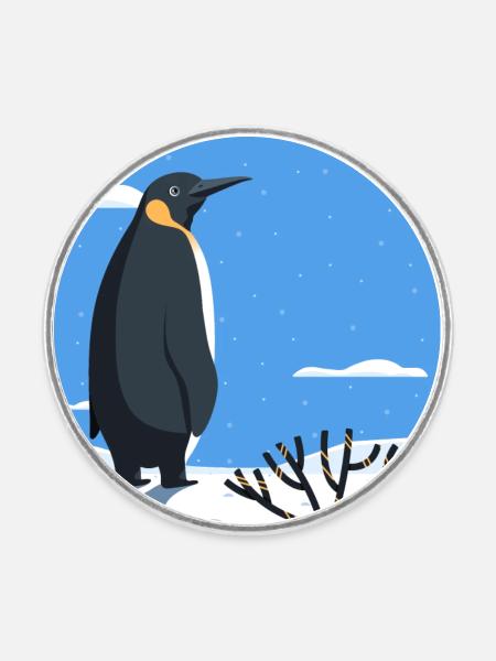 Pinguin im Schnee - Runder Kühlschrankmagnet - Weiß