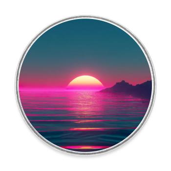 Conception du soleil - Magnet rond - blanc - Devant