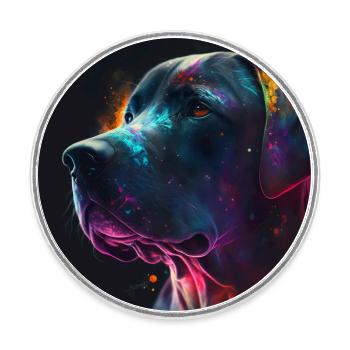 Chien multicolore - Magnet rond - blanc - Devant