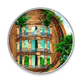 Abstract columns in natural surroundings - Round  fridge magnet - white - Front