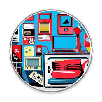80er Style Retro Zimmer - Runder Kühlschrankmagnet - Weiß - Vorne