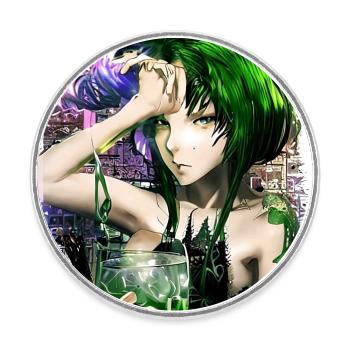 Fille aux cheveux verts le jour de la Saint-Patrick - Magnet rond - blanc - Devant
