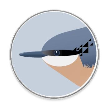 Nuthatch Bird / Portrait - Round  fridge magnet - white - Front