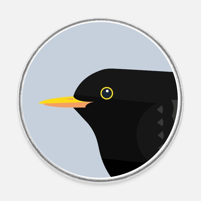 Amsel Vogel / Porträt - Runder Kühlschrankmagnet - Weiß