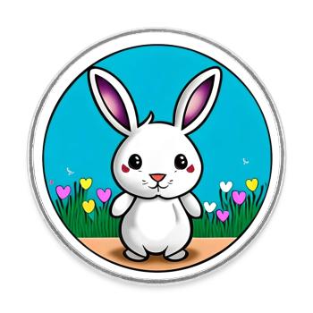 Kleiner Hase Osterhase - Runder Kühlschrankmagnet - Weiß - Vorne