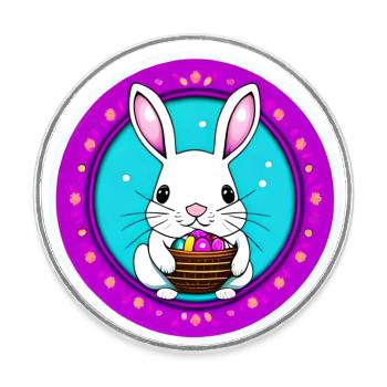 Easter and Easter Basket - Round  fridge magnet - white - Front