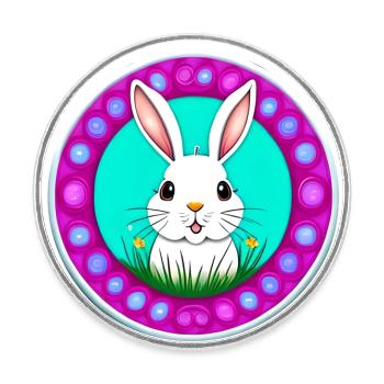 White Easter Flower Meadow - Magnet rond - blanc - Devant