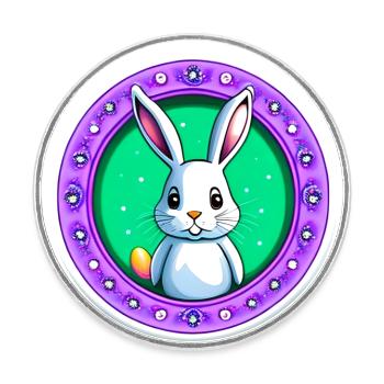 Supersüßer Osterhase - Runder Kühlschrankmagnet - Weiß - Vorne