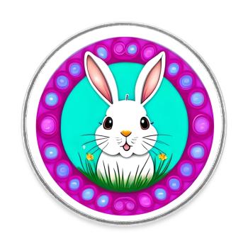 Ostern mit Osterhase - Runder Kühlschrankmagnet - Weiß - Vorne