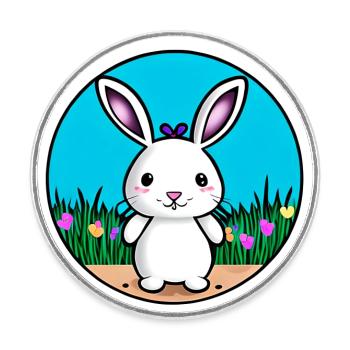 Klein Osterhase Weiß - Runder Kühlschrankmagnet - Weiß - Vorne
