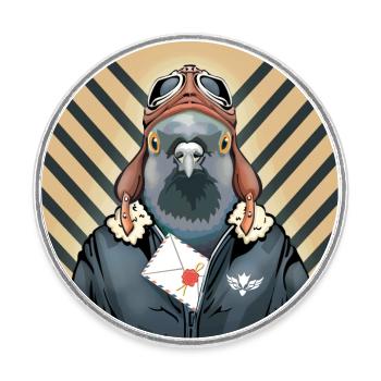 pigeon la poste - Magnet rond - blanc - Devant