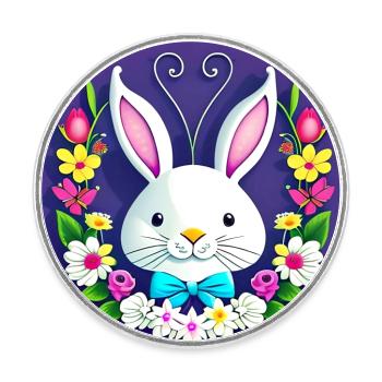 Häschen zu Ostern - Runder Kühlschrankmagnet - Weiß - Vorne
