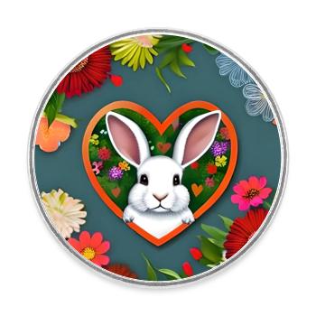 Osterhase im Herz Herzen Blumen - Runder Kühlschrankmagnet - Weiß - Vorne