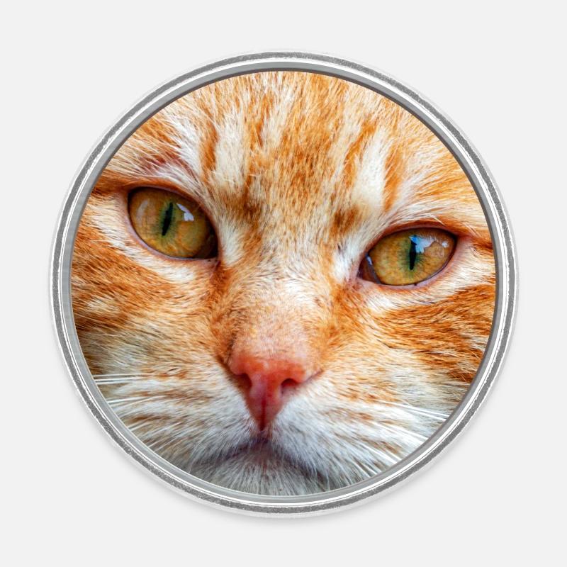 Katzengesicht, rote Katze - Runder Kühlschrankmagnet - Weiß