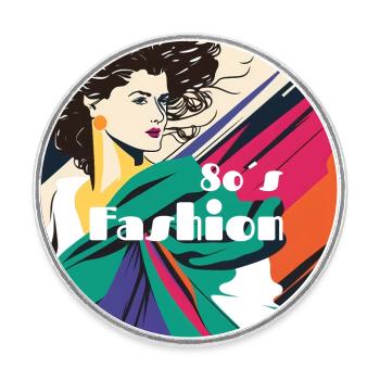 Mode 80 s - Magnet rond - blanc - Devant