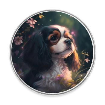 Charlie Spaniel Chiot - Magnet rond - blanc - Devant