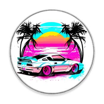 Miami Voiture 2 - Magnet rond - blanc - Devant