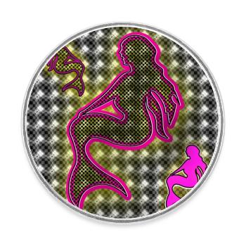 Sirènes - Club WoW - Magnet rond - blanc - Devant