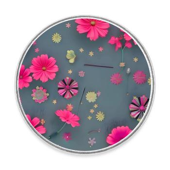 Blumen pink - Runder Kühlschrankmagnet - Weiß - Vorne