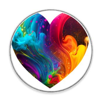 Herz mit bunten Farben - Runder Kühlschrankmagnet - Weiß - Vorne
