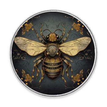 Abeille - Magnet rond - blanc - Devant