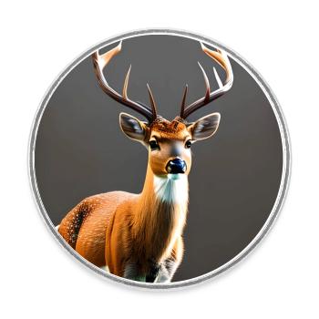 Curious Deer - Round  fridge magnet - white - Front