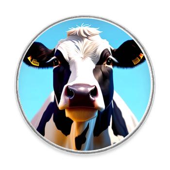 Black and White Cow - Round  fridge magnet - white - Front