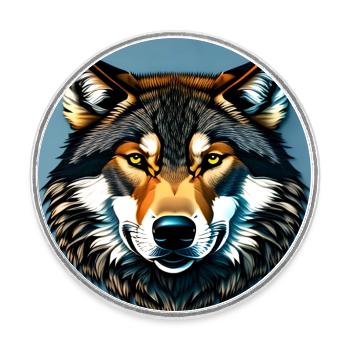 Standard-Wolf-Porträt - Runder Kühlschrankmagnet - Weiß - Vorne